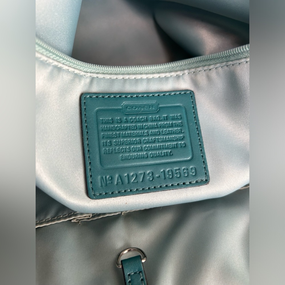 COACH Aubrey Tote Aqua Marine 2 Toned Patent Leather Shoulder Bag - Picture 11 of 14